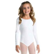 Kids Leotard, White Long Sleeve Halloween Size L 10/12 Theather Cosplay