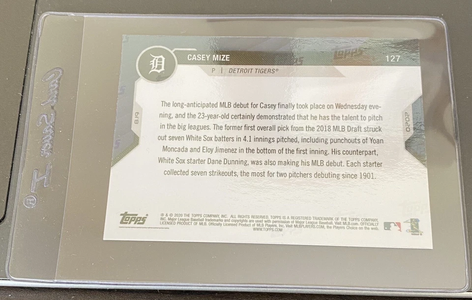 2020 TOPPS NOW #127 CASEY MIZE DETROIT TIGERS CALL-UP DEBUT Blue Parallel 23/49 - Image 2 of 2