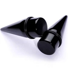 Unisex Ear Gauges Stretching Kit Straight Tapers for Stretched Ears Black Acr...