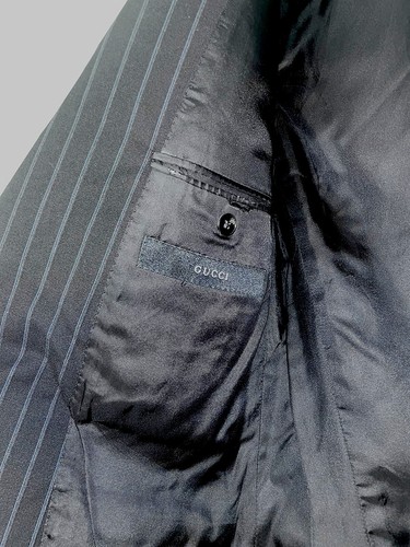 Mens Wool Gucci Suit Jacket - Navy Blue Stripe IT50 - Picture 5 of 9