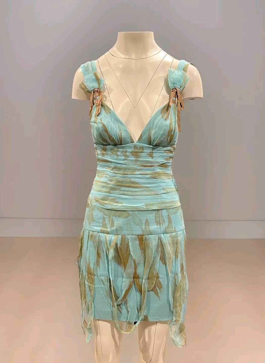STUNNING MANDALAY Julian Joyce Evening COCKTAIL DRESS Silk AQUA Size 6