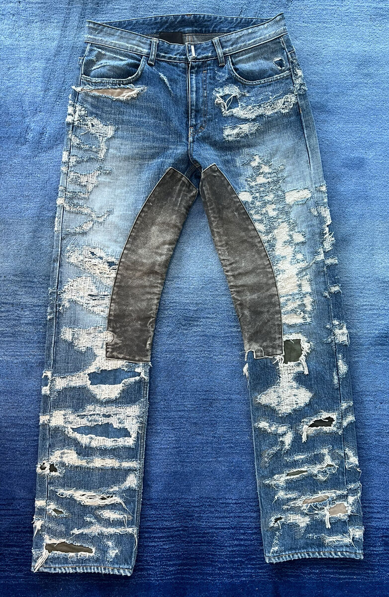 Givenchy Matthew Williams Jeans In Destroyed Denim Moleskin Distressed