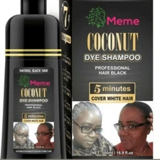 Coconut Black Hair Dye Shampoo-16.9 Fl. Oz, No Fade Color with Non-Stick Scalp