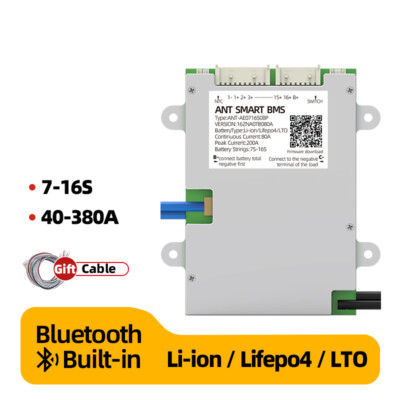 ANT Smart BMS 7S to16S Li-Ion LiFePO4 LTO 40A-380A Battery Protection Board