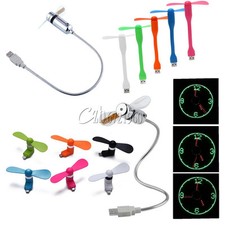 Portable Micro/Mini/Lightning USB LED/Clock Cooling Fan For iPhone Andriod PC