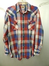 VTG Ely Cattleman Shirt Mens L Plaid Western Pearl Snap Cowboy SHIRT