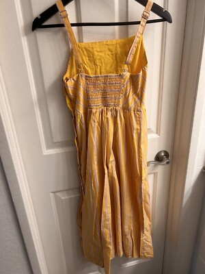 Urban outfitters Sun Dress S Yellow, Side Button 100% Cotton Slit To Thigh  | eBay