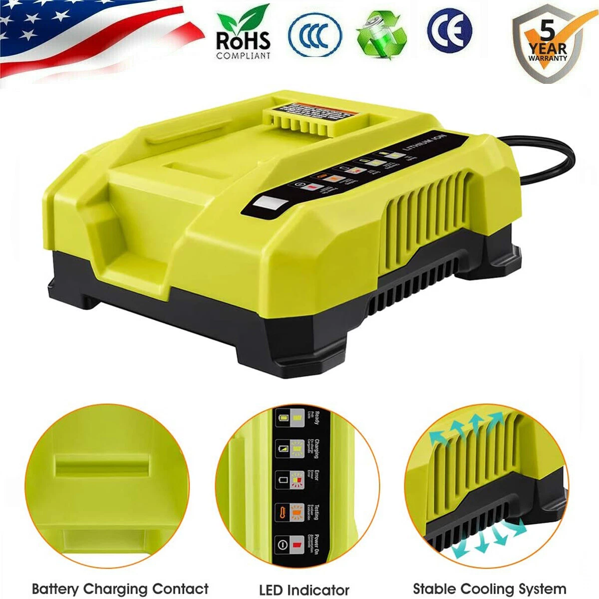 Replace for Ryobi OP401 40V Lithium Battery Charger OP4015 OP4026