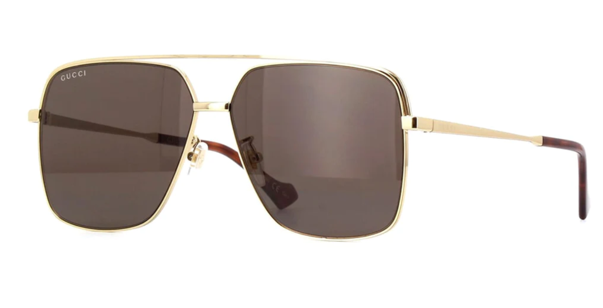$505 New GUCCI GG1099SA 003 61mm Gold Oversized Square Aviator