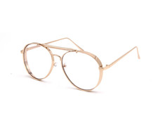 Men Women Clear Glasses Eyeglasses Fashion Pilot Gold Silver Metal Frame Shades