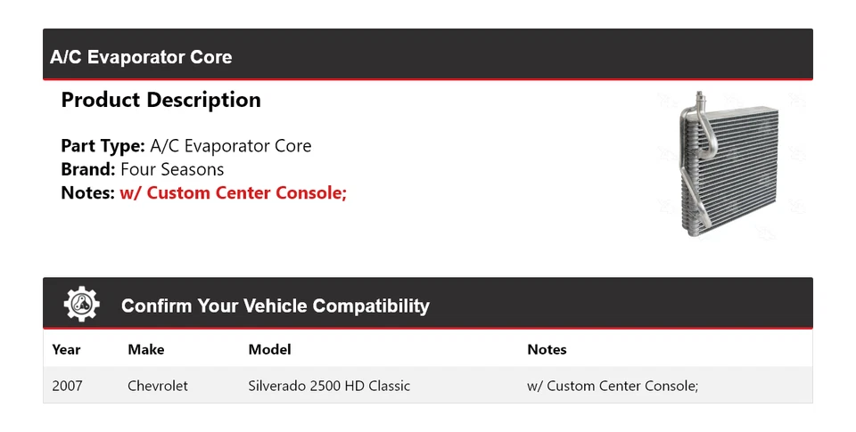 Chevrolet Silverado 2500 HD 2007 clásico aire acondicionado evaporador núcleo 4 estaciones Foto 2 de 4