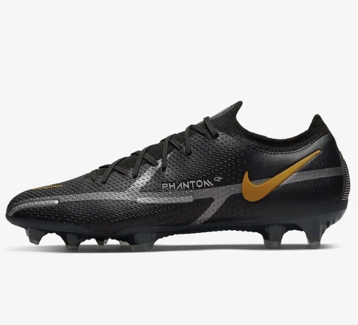 NIKE PHANTOM GT2 ELITE FG BLACK-METALLIC DARK GREY MENS SZ 7