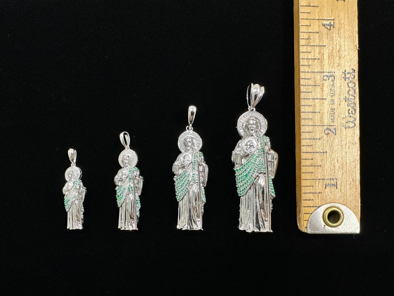 Sterling Silver 925 3D St Jude Green CZ San Judas Tadeo Pendant | eBay