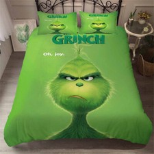 Single King Double Super King Size Bed Duvet Quilt Cover Set The Grinch Dog