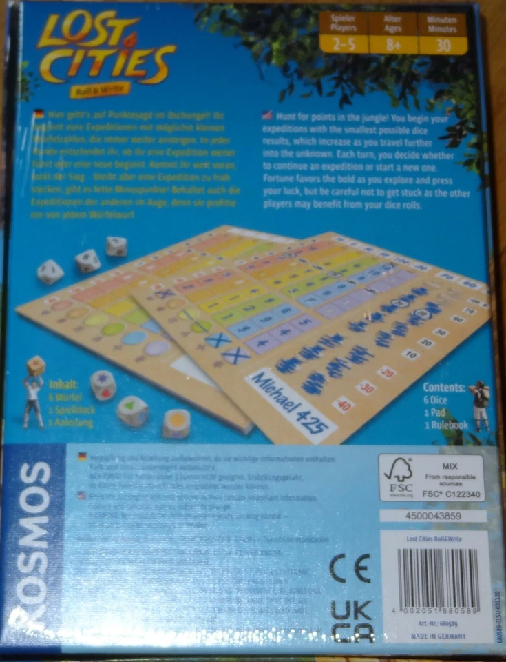 Lost Cities Roll & Write Game Kosmos 680589 - Image 3 of 4