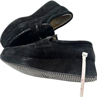 Stephane Kelian Shoes Black Suede Slip On Loafer Y2K 90s platform