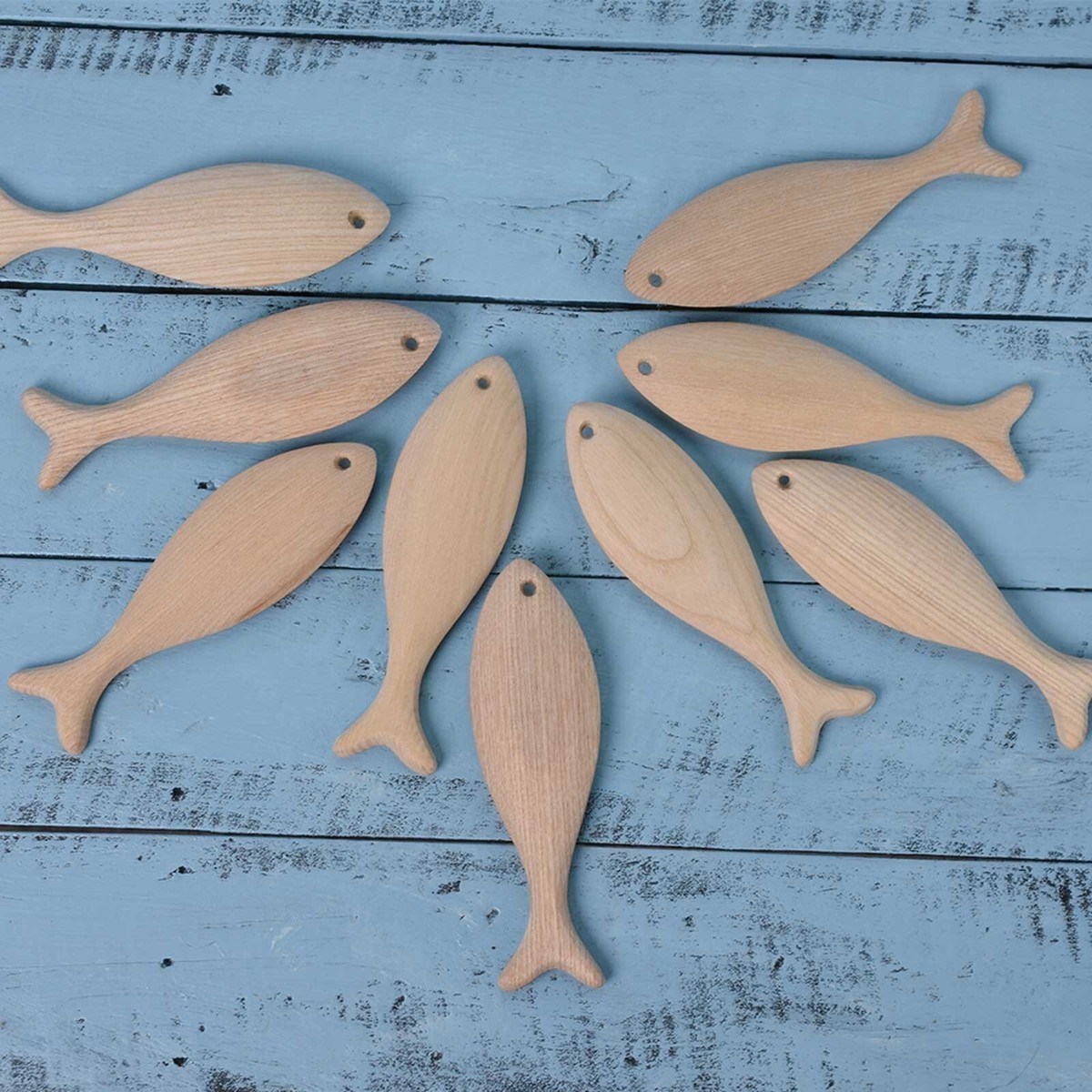 50 PCS Wooden Fish Cut Outs - Unfinished Wood Fish Shapes For DIY Crafts & Ocean Theme Decor