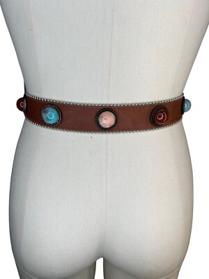 Leatherock Studded Bezel Set Faux Precious Stones Distressed  display picture 2