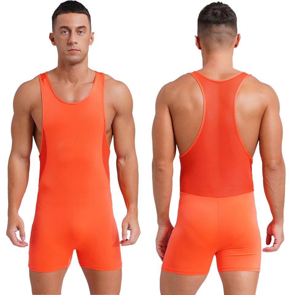 Mens Bodysuit Side Zipper Jumpsuit Leotard Rompers Quick-dry Undershirt