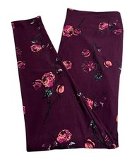 LuLaRoe Leggings TC Tall Curvy PLUM PURPLE Colorful AUTUMN Fall Flower FAST Ship