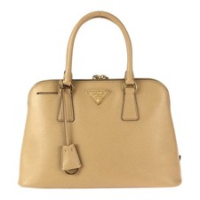 Prada Saffiano Leather Tote Bag Women Beige One Size