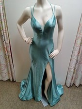 Satin Teal Prom Dress