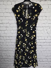 Reformation Wellfleet Midi Dress Womens 12 Black Floral Cutout V Neck Feminine 
