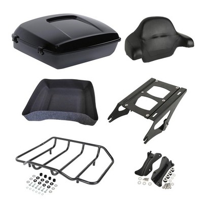 Chopped Tour Trunk Backrest Pad 2UP Mount Rack Dock Hdw Luggage Rack 14-Up Black