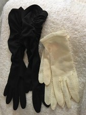 Victorian Gloves Ivory  Black Victorian 1920s Antique/Vintage Size S/M