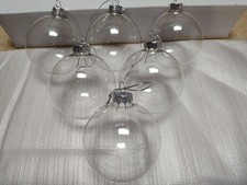 6 Pk Clear Glass Ornament 70mm Round Fillable for Crafts Modern Christmas Decor
