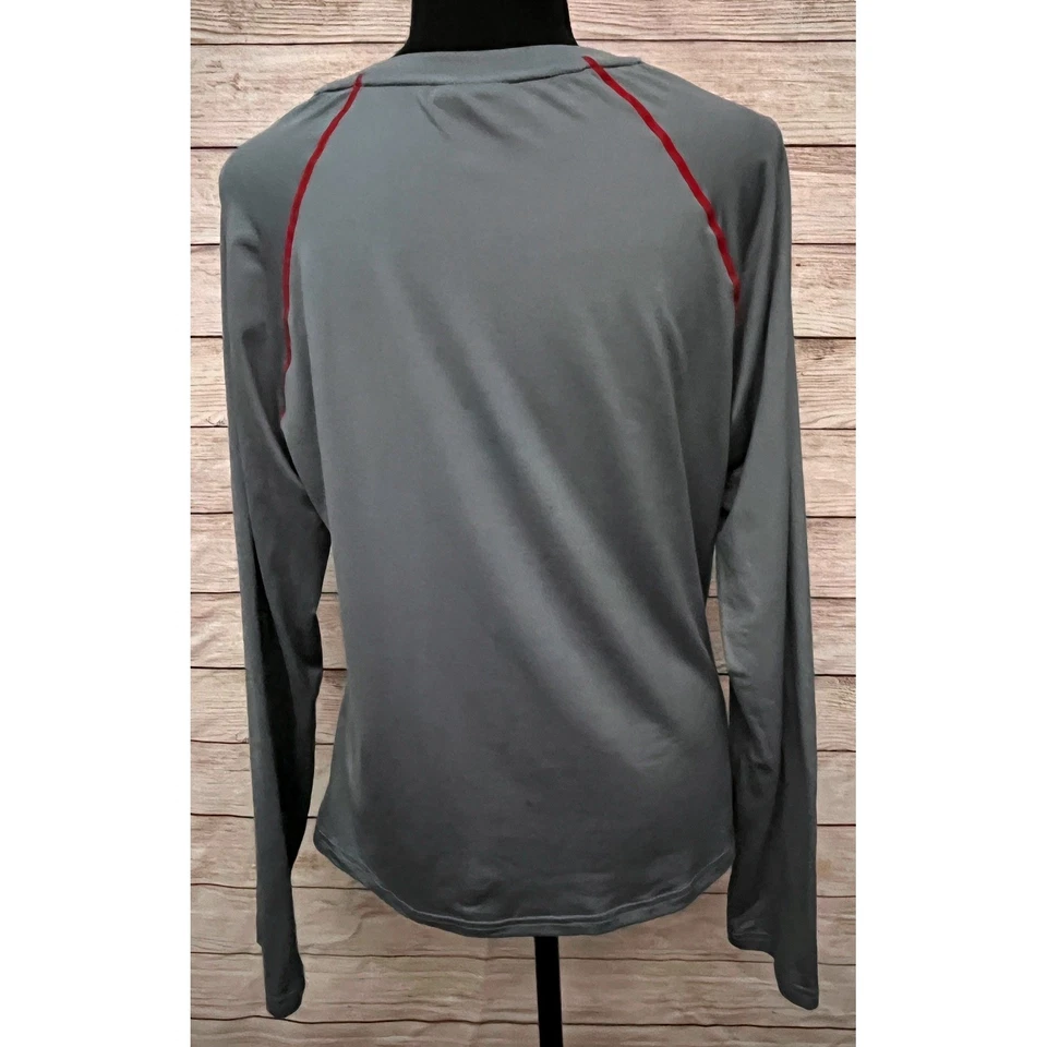 Camisa deportiva de ocio mediana Terez gris manga larga cuello redondo para mujer Foto 2 de 4