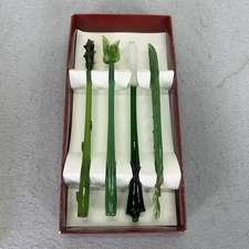 Crate & Barrel Bloody Mary Glass Swizzle Stick Vegetables VTG Boston Warehouse