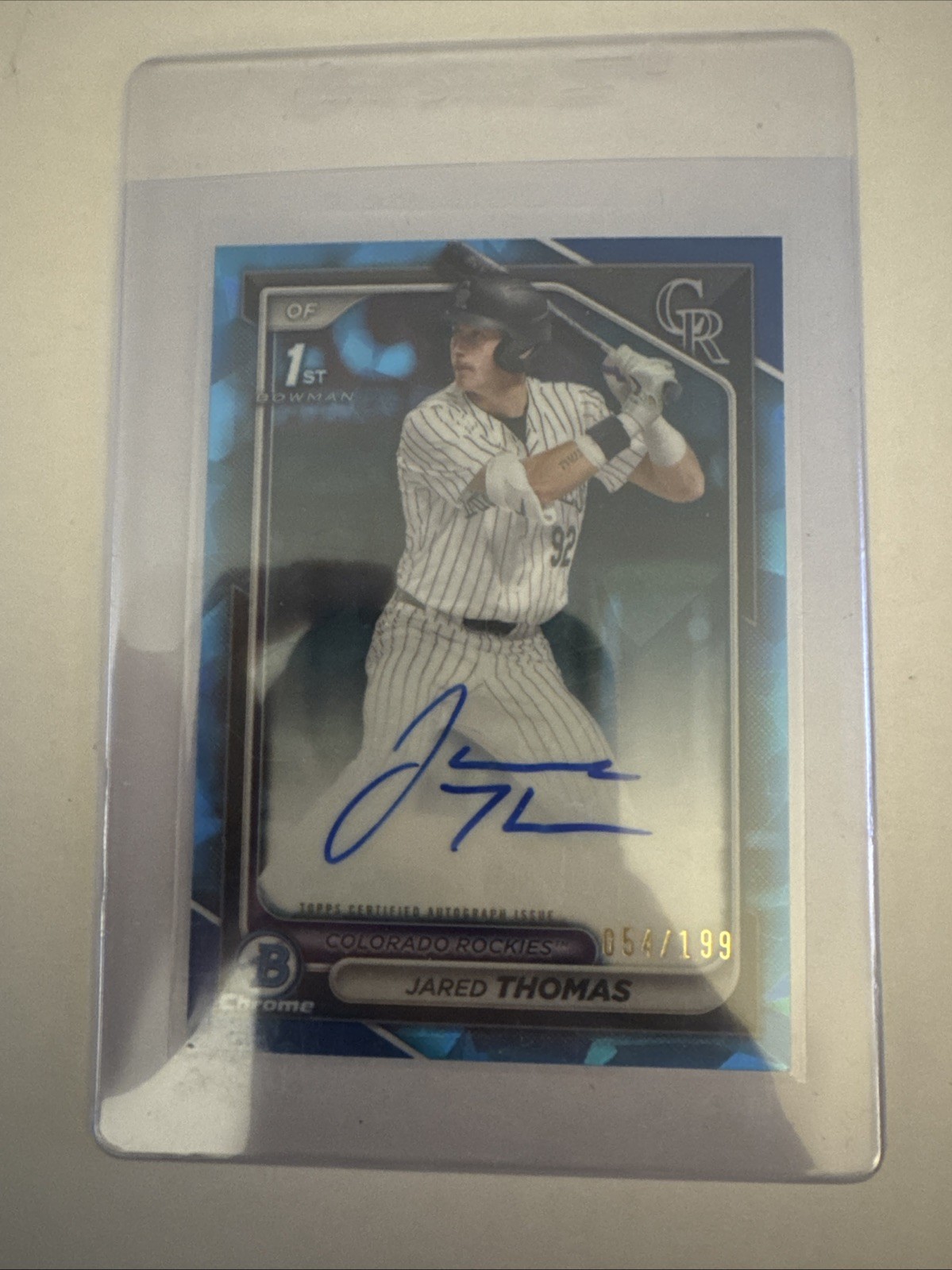 2024 Bowman Draft Sapphire Jared Thomas Chrome Auto 1st /199