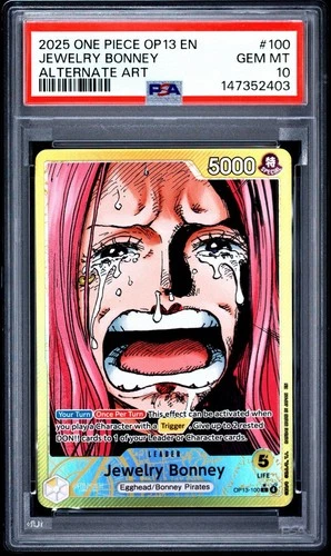 Jewelry Bonney (100) (Alternate Art) OP13-100 Carrying On His Will Foil, PSA 10
