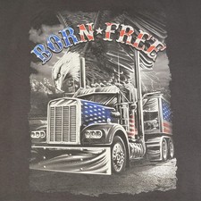Born Free Graphic Tee Mens 3XL Delta Pro Weight Shirt Black USA Eagle Truck