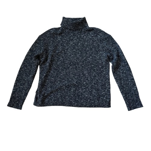 Jenni Kayne Recycled Cashmere Blend Marled Turtleneck Sweater Charcoal Grey XS