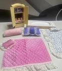 Barbie accessories lot Vintage Bedspread Pillows Tub Bath Bed Dresser And More