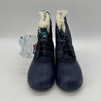 Native Jimmy Child Unisex Kids Snow Boot US 4 Blue Faux Fur Lined Lace-Up