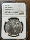 1889 morgan silver dollar UNC Details Rev Scratched