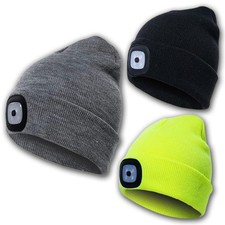 LED Beanie Hat with Light – Rechargeable Hands Free Head Torch Winter Knit Hat