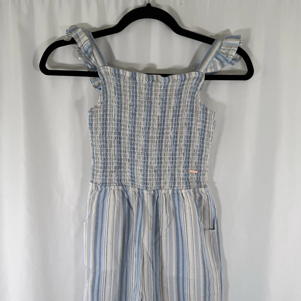 Mono Tahari Niña Niñas 10 Blanco Azul Rayas Ligero Calado Sin Mangas Foto 2 de 4