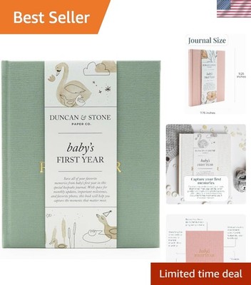 Personalized First  Baby Memory Book - Beautiful Keepsake in Sage Green