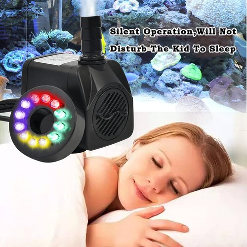 BUYGOO Pompa sommersa per fontana 10 Watt 160 GPH con luce LED ultra silenziosa sm... - Foto 7 di 7