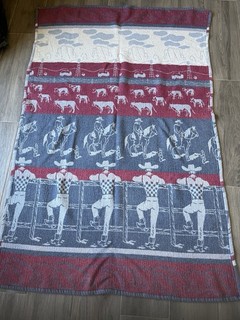 Vtg Western Cowboy Camp Blanket Throw Oil Derrick Cattle Fence Ranch 50s Read