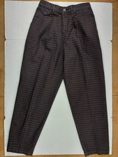 80s Vintage Plaid Pleated Pants Womens 6 Lee 100 Cotton Tapered Leg High Waist