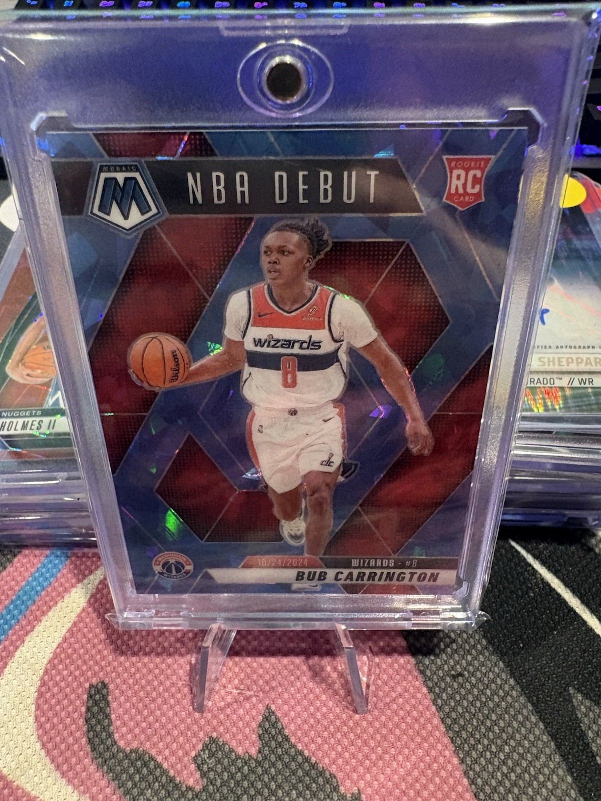 2024-25 Panini Mosaic - NBA Debut Bub Carrington #259 Ice Mosaic Prizm /125 (RC)