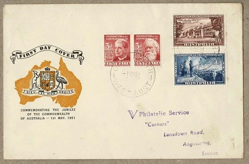 Australia 1951 Guthrie Oversized Jubilee FDC Cover 164mm x 107mm Stamped Address