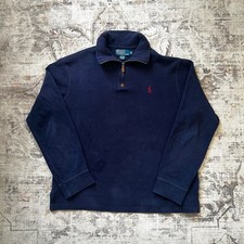 Polo Ralph Lauren Quarter Zip Sweater Size M Navy Cotton Pullover