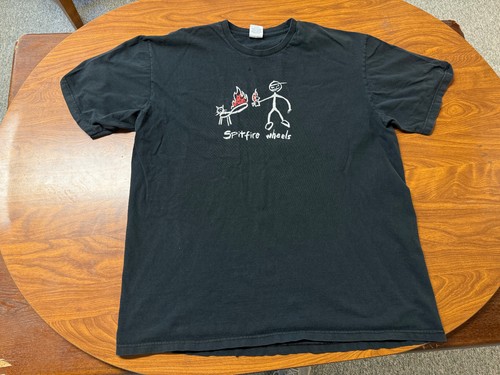MENS USED SUPREME X SPITFIRE WHEELS SKATEBOARDING STREETWEAR SHIRT SIZE XL