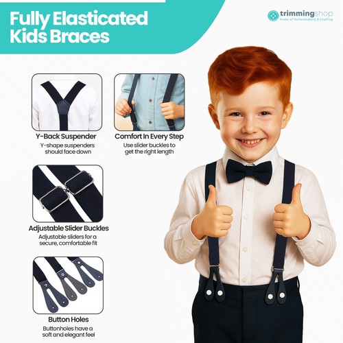 Boys Girls Baby Toddler Children Adjustable Washable Braces Suspenders All Ages - Picture 71 of 78